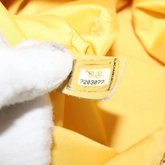 CHANEL New Travel Shoulder Bag Nylon Yellow Silver CC Auth - Picture 13 of 15